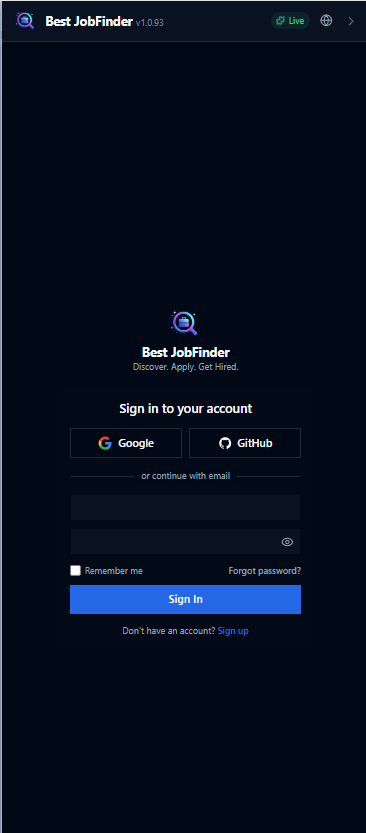Secure Sign-In — Best JobFinder app screenshot
