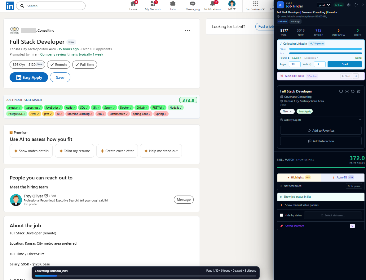 Skill Match on the Job Page — Best JobFinder app screenshot